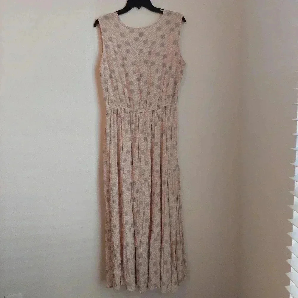 Sincerely Jules Women’s Cream Casual Sleeveless Tiered Dress 100% Rayon XL - Picture 2 of 7